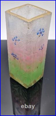 DAUM NANCY (France) Superbe petit Vase Art Nouveau aux bleuets, c. 1890