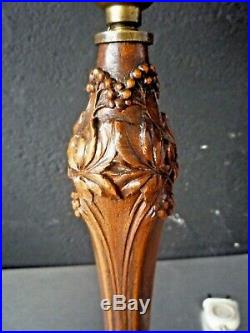 DAUM NANCY-Lampe art nouveau, bois sculpté floral, gallé, lalique, sabino, muller