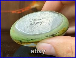 DAUM NANCY VASE MINIATURE OVALE À DÉCOR DE PAYSAGE DE MONTAGNES. Art Nouveau