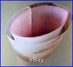 DAUM NANCY vase miniature-paysage rose-mauve travail acide et émaillé