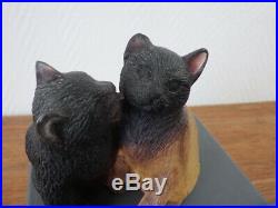 DAUM Nancy France COUPLE DE CHATS dans leur boite d'origine Pate de verre CATS