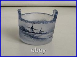 DAUM Nancy saleron baquets verre opalescent dégagé à l'acide paysage Diam 4,5cms