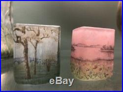 DAUM RARE Vase miniature quadrangulaire Prairie