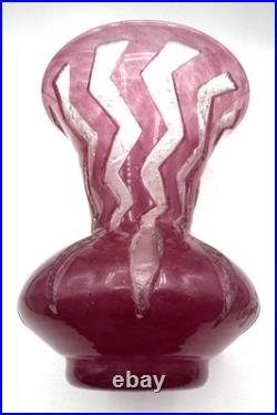 DAVID GUÉRON DEGUÉ Vase art deco verre acide -Daum-Gallé-Muller-Schneider