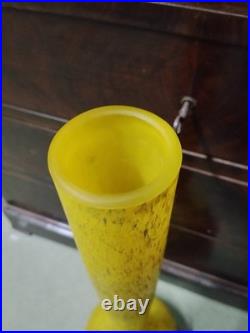 DELATTE Vase soliflore pâte de verre Art Nouveau Nancy 58 cm