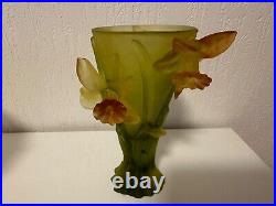 Daum France, vase en pâte de verre Jonquilles