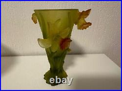 Daum France, vase en pâte de verre Jonquilles