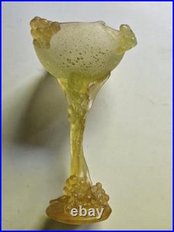 Daum Mimosa Attribué Coupe Verre Moule Pressé Era Montjoye Legras Galle Argy