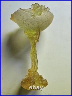 Daum Mimosa Attribué Coupe Verre Moule Pressé Era Montjoye Legras Galle Argy