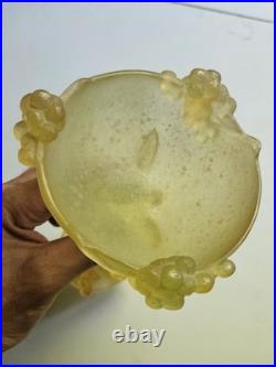 Daum Mimosa Attribué Coupe Verre Moule Pressé Era Montjoye Legras Galle Argy