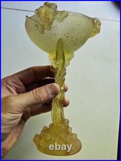 Daum Mimosa Attribué Coupe Verre Moule Pressé Era Montjoye Legras Galle Argy