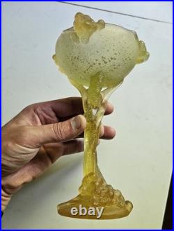 Daum Mimosa Attribué Coupe Verre Moule Pressé Era Montjoye Legras Galle Argy