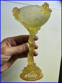 Daum Mimosa Attribué Coupe Verre Moule Pressé Era Montjoye Legras Galle Argy
