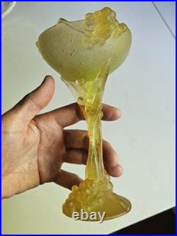 Daum Mimosa Attribué Coupe Verre Moule Pressé Era Montjoye Legras Galle Argy
