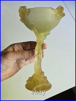 Daum Mimosa Attribué Coupe Verre Moule Pressé Era Montjoye Legras Galle Argy