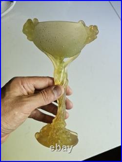 Daum Mimosa Attribué Coupe Verre Moule Pressé Era Montjoye Legras Galle Argy