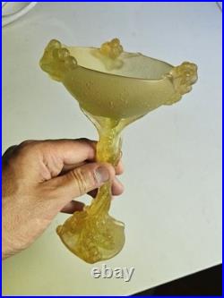 Daum Mimosa Attribué Coupe Verre Moule Pressé Era Montjoye Legras Galle Argy