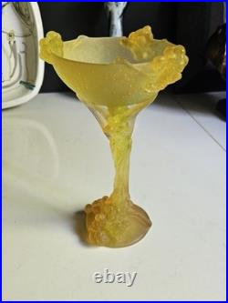 Daum Mimosa Attribué Coupe Verre Moule Pressé Era Montjoye Legras Galle Argy
