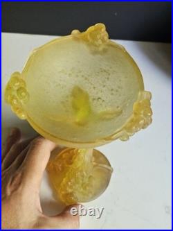 Daum Mimosa Attribué Coupe Verre Moule Pressé Era Montjoye Legras Galle Argy