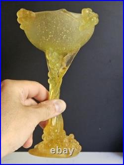 Daum Mimosa Attribué Coupe Verre Moule Pressé Era Montjoye Legras Galle Argy