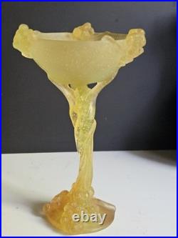 Daum Mimosa Attribué Coupe Verre Moule Pressé Era Montjoye Legras Galle Argy