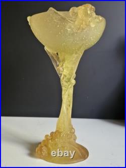 Daum Mimosa Attribué Coupe Verre Moule Pressé Era Montjoye Legras Galle Argy