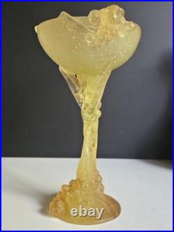 Daum Mimosa Attribué Coupe Verre Moule Pressé Era Montjoye Legras Galle Argy