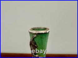 Daum Nancy Ancien petit vase soliflore berluze. Décor étain signé