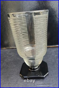 Daum Nancy Vase Verre Grave Art Deco 1930 Moderniste Glass Modernist