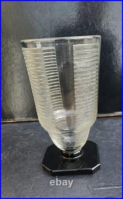 Daum Nancy Vase Verre Grave Art Deco 1930 Moderniste Glass Modernist
