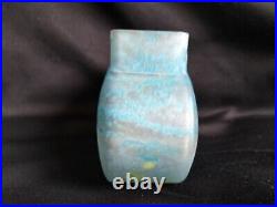 Daum Nancy / Vase jardinière en pâte de verre couleur bleue nuancé / Art Nouveau