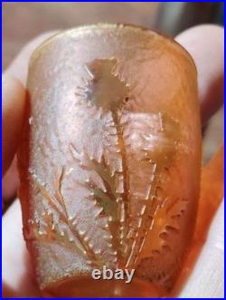 Daum Nancy croix de lorraine Vase miniature décor dégagé à l'acide de chardons