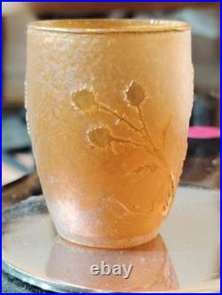 Daum Nancy croix de lorraine Vase miniature décor dégagé à l'acide de chardons