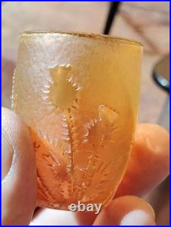 Daum Nancy croix de lorraine Vase miniature décor dégagé à l'acide de chardons
