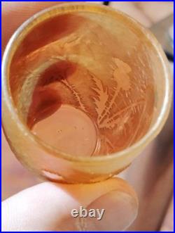 Daum Nancy croix de lorraine Vase miniature décor dégagé à l'acide de chardons