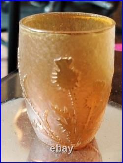 Daum Nancy croix de lorraine Vase miniature décor dégagé à l'acide de chardons