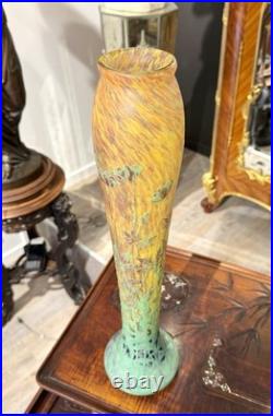 Daum Nancy important vase à décor de feuilles de chanvre, Art Nouveau