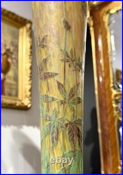 Daum Nancy important vase à décor de feuilles de chanvre, Art Nouveau