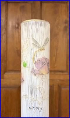 Daum Nancy rare vase Aux roses, papillons, libellules Et Cabochons Art Nouveau