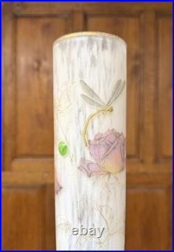 Daum Nancy rare vase Aux roses, papillons, libellules Et Cabochons Art Nouveau