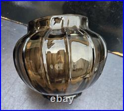 Daum nancy france vase en verre fume tres epais periode art deco 1930