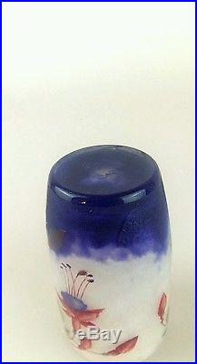Daum vase miniature gravé peint émaillé aux fushias vers 1900