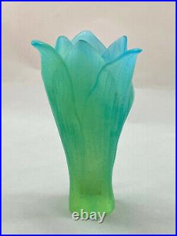 Daum vase tulipe pâte de cristal 1970 Daum Tulip vase