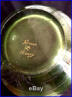 Daum verrerie vase conique signé Daum Nancy réhaussé à l'or
