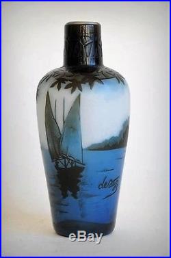 De Vez / Cristalleries de Pantin, vase Art Nouveau, gravé à l'acide, signé