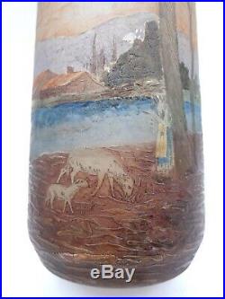 Désiré Christian Meisenthal Burgun-Schverer vase décor paysage animé gallé, daum