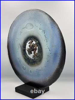 Disque pâte de verre bronze contemporain artiste sculpteur Charles André Acquier Disque pâte de verre bronze contemporain artiste sculpteur Charles André Acquier