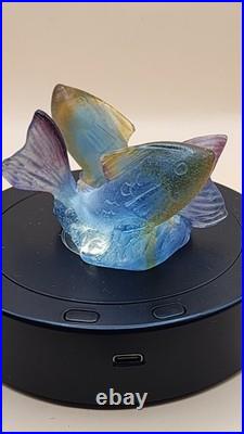 Duo De Carpes Daum France Pate De Verre Superbe Melange De Couleur Tres Rare