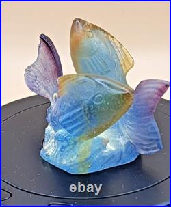 Duo De Carpes Daum France Pate De Verre Superbe Melange De Couleur Tres Rare