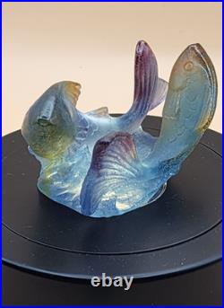 Duo De Carpes Daum France Pate De Verre Superbe Melange De Couleur Tres Rare